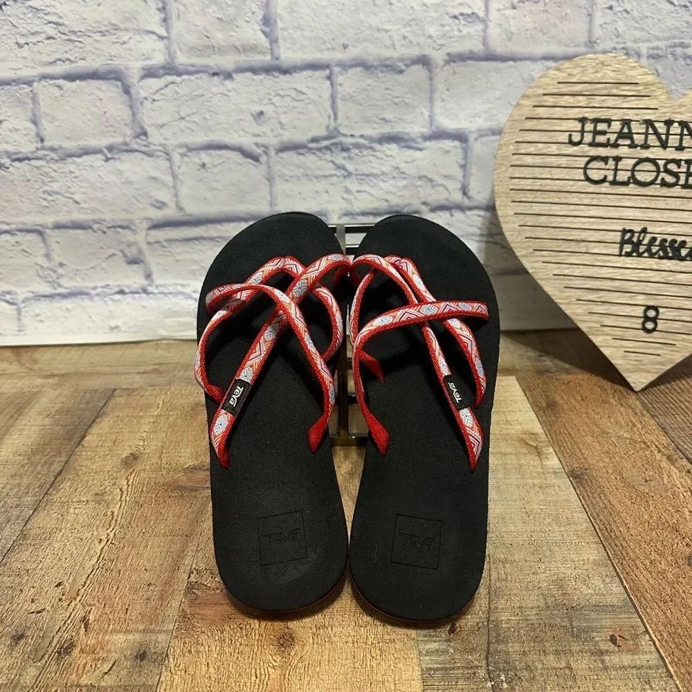 Teva Olowahu Mush Flip Flops Sandals Women's Thongs 6840 red size 10
